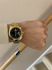 Men's Gold Day Date Quartz Watch with black Dial and Waterproof luxury