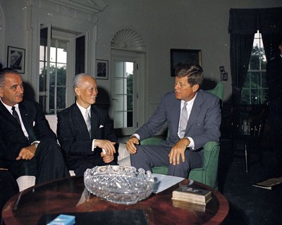 President John F. Kennedy with LBJ China Vice President Chen Cheng Photo Print