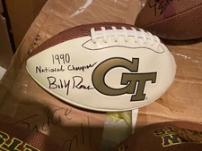 Coach Bobby Ross Signed Georgia Tech 1990 National Championship Football! GT!