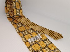 Gianni Versace yellow medusa logo, silk Tie made in Italy. RARE HTF