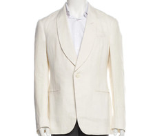 Ralph Lauren Purple Label Dinner Jacket Blazer 38R Kent Shawl Collar Linen cream