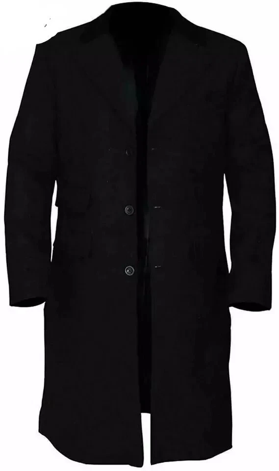 Peaky Blinders Thomas Shelby Black Wool Trench Coat Men  Long Mens Trench Coat - Image 4 of 4