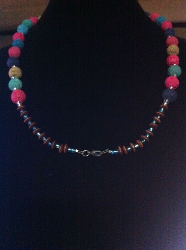MULTICOLOR VOLCANIC LAVA NECKLACE/COLORFUL RAINBOW NECKLACE/FASHION ACCESORIES - Picture 3 of 6