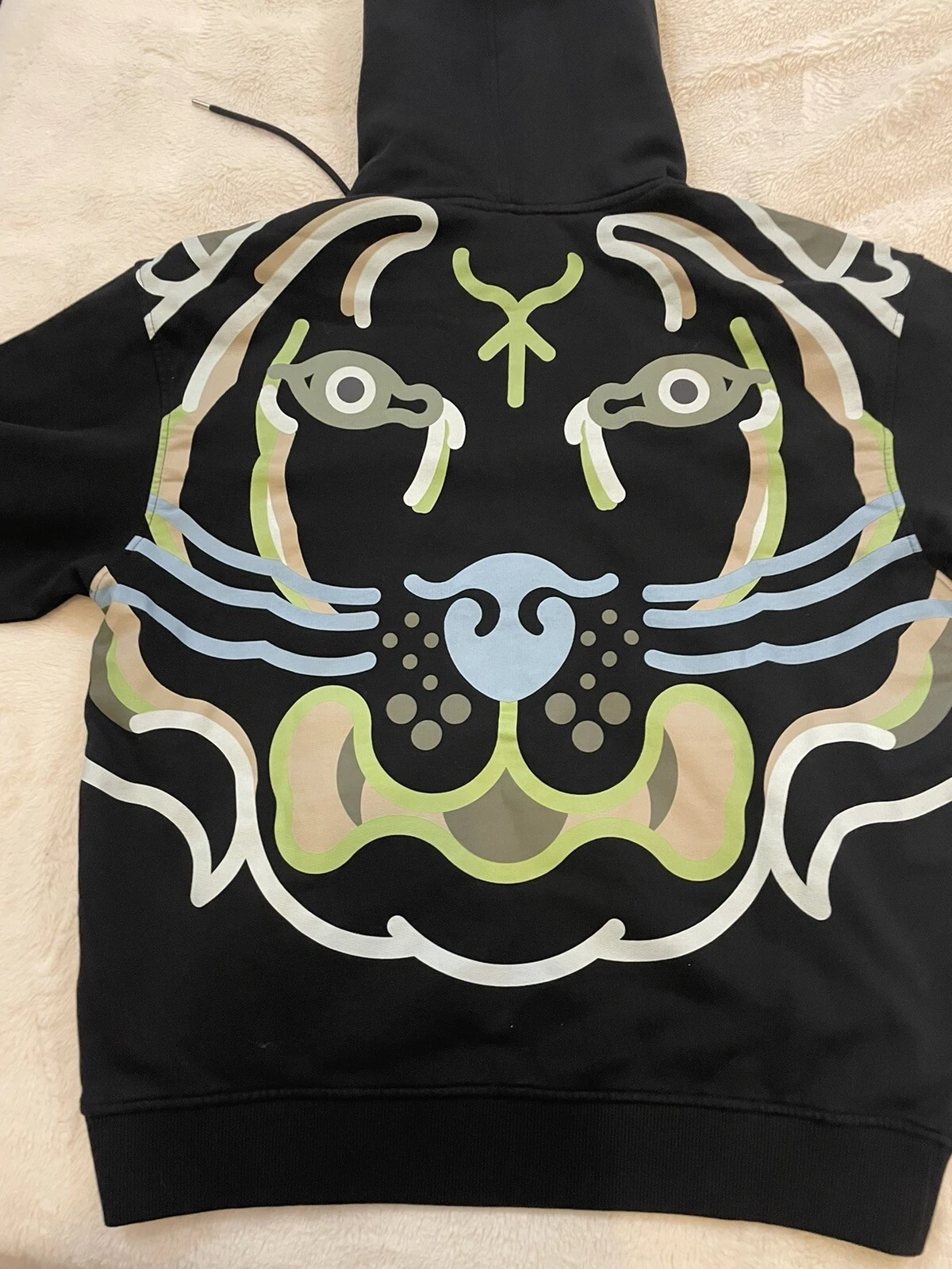 Felpa con cappuccio Kenzo nera WWF Edition K Tiger cerniera intera taglia M