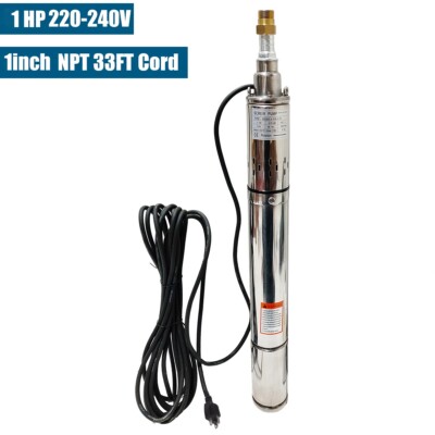 1HP 3'' Deep Well Submersible Pump 380 ft Max long life 220V 10GPM Sub 33ft Cord