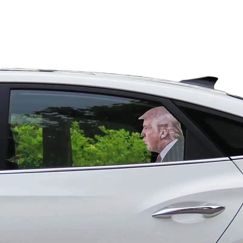 2pcs Ride with Trump Window Stickers Trump 2024 Fun Car Decals Left and