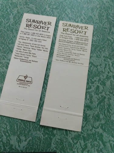 Vintage Matchbook Collectible Ephemera O4 Sunriver resort Oregon lot - Picture 3 of 3