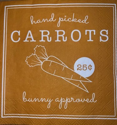 TWO Paper Beverage Decoupage Art Craft Napkins Easter Carrots 25 Cents bunny 5 
