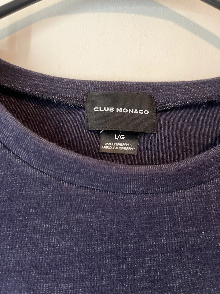 Club Monaco Crewneck пуловер толстовка синий мужской размер большой свободного кроя хлопок - Изображение 2 из 4
