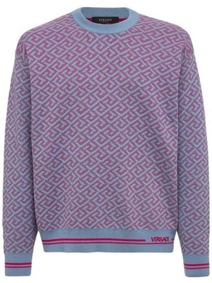 VERSACE Greca Signature Wool Blend Knit Sweater 56 3XL
