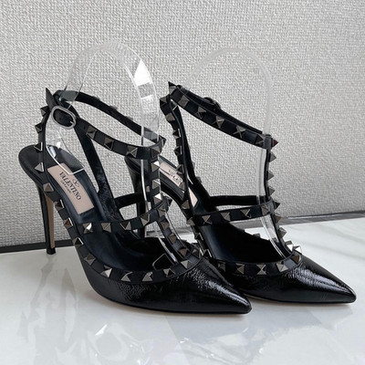 VALENTINO GARAVANI Women Rockstud Ankle Strap Black Pumps Leather 35.5 US5