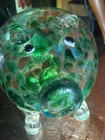 Vintage Murano Art Glass Hollow Pig Gold & Emerald