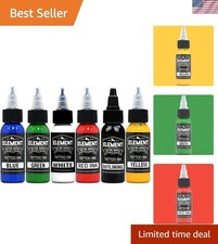 Professional Tattoo Ink Set - 6 Bold Colors for Vibrant Body Art 1oz Bottles