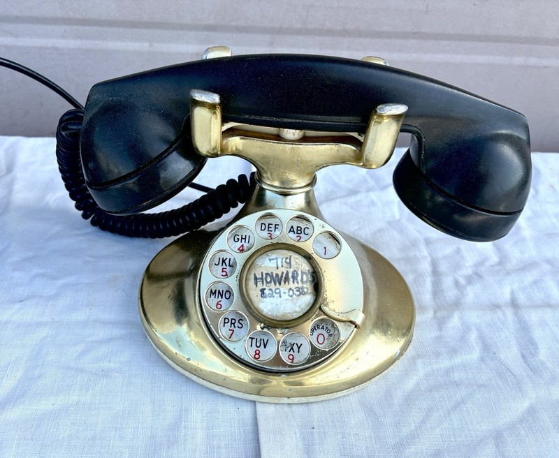 Vintage 1930’s Western Electric Gold-tone Rotary Telephone & Ring Box