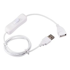 2 Pack USB Cable With ON/Off Switch Male To Female Extension Cord White 1M