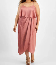 City Studios Womens Dress Sz 3X Dark Mauve Draped Sleeveless Midi Formal Ruche