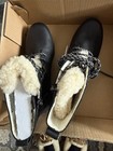 Sorel NEW Emelie Genuine Shearling Short Lace Cozy Black Leather Boots Women 7.5 — photo 2