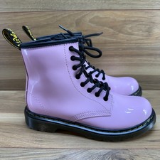 Dr Martens Youth Girls Pink Boots 3 EU 34 Patent Leather Combat Modern 1460J