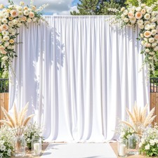 10x10 ft Wrinkle Free White Backdrop Curtain for Parties-1 Panel 10x10 Large ...