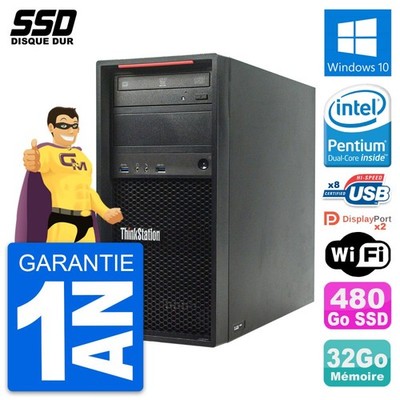 PC tour LENOVO Thinkstation P300 Intel G3220 RAM 32Go SSD 480Go Windows 10 Wifi