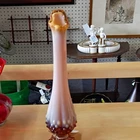Fenton Glass Vase Art Glass Pink White Amber Decorative Glossy