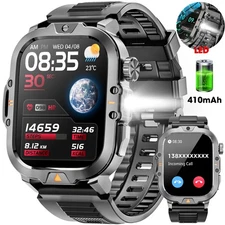 🔥 Military Smart Watch Men (Call Receive/Dial) Rugged Tactical Fitness Tracker