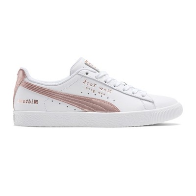 PUMA Clyde Nyc Flagship Lace Up  Womens Pink, White Sneakers Casual Shoes 372311