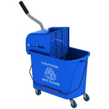 HOMCOM 20L Compact Mop Bucket with Wringer on Wheels Blue