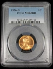 1956 D  LINCOLN CENT WHEAT PENNY PCGS MS65RD UNC MS 65 RD CERTIFICATE # 55475191