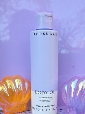 POPSUGAR Moisturizing Body Oil in Lavender + Vanilla  scent.