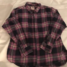 So good for life womens button down pink flannel small