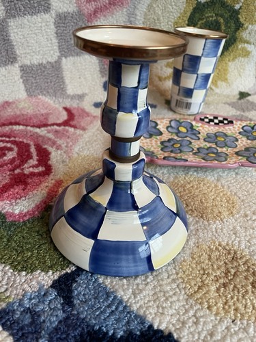 MacKenzie-Childs Royal Check Enamel Candlestick Small - Picture 2 of 15