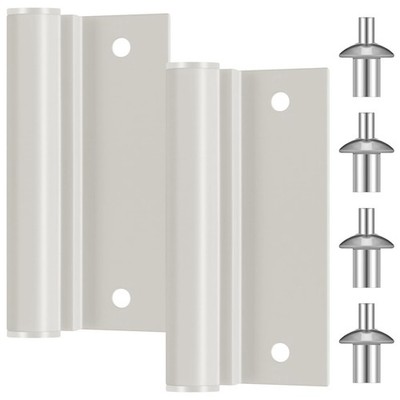 2 Sets White Screen Door Hinges Leaf Lower Aluminum Storm Replacement Parts
