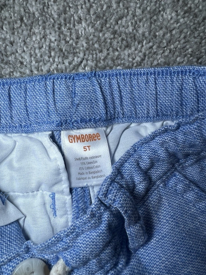 Gymboree男童裤子蓝色5T亚麻混纺裤子  — 第 4/4 张图片