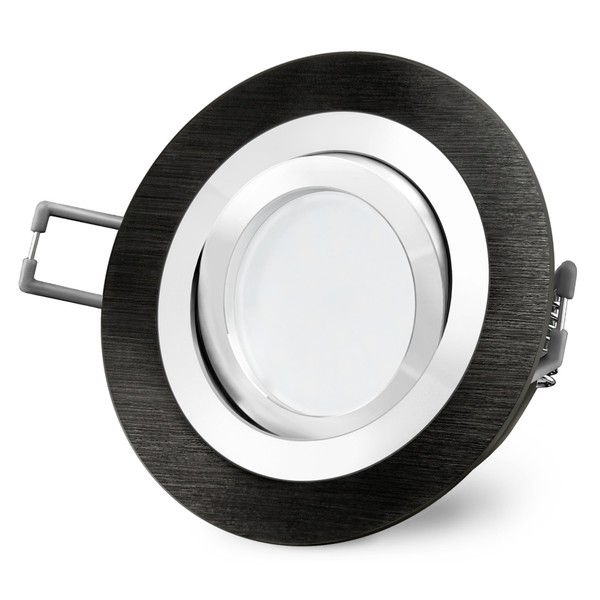RF-2 Led Einbauspot Schwenkbar Alu Schwarz Rund Mit GU10 Led 5W Neutralweiß 230V-image