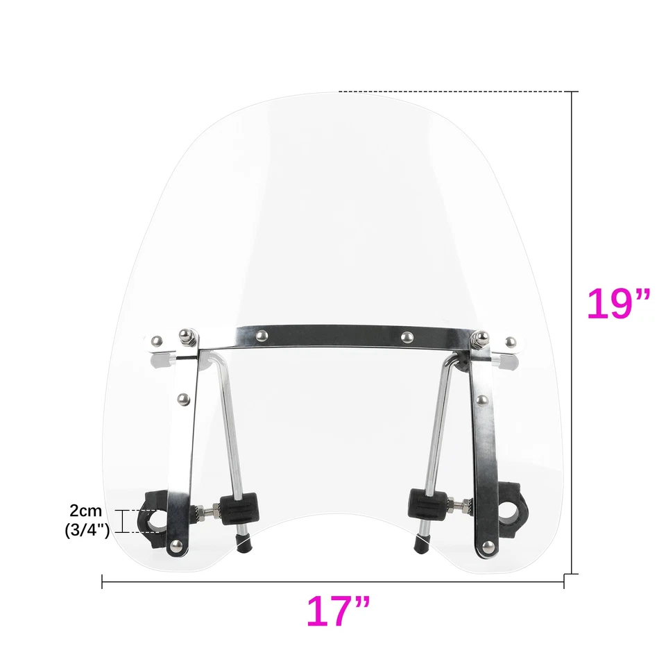 19"x17" Windshield Windscreen Clear For Triumph Bonneville Speedmaster Cruiser - Image 2 of 4