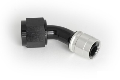 PTFE Alu Fitting Dash 4 / -4 AN / JIC 4 Pressanschluss 45° Schwarz eloxiert