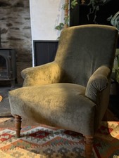 New Louis French Chair In Linwood Seaweed Velvet