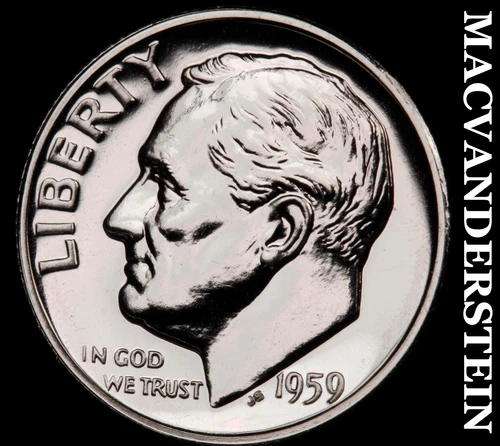 1959 Silver Roosevelt Dime - Choice Gem Proof  Lustrous  No Reserve  #G8791