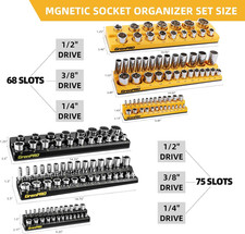 6 Pc Socket Organizer For Tool Box Drawer 143 Metric Sae Magnetic Holder