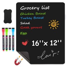 MaxGear Magnetic Black Dry Erase Board Sheet for Refrigerator, 16"X12",