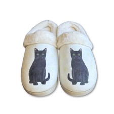 E S Pets Black Cat Snugg Slippers for Pet Lovers - Fuzzy Large,