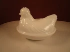 Vintage Hazel Atlas Milk Glass Hen on Nest HON Covered Box