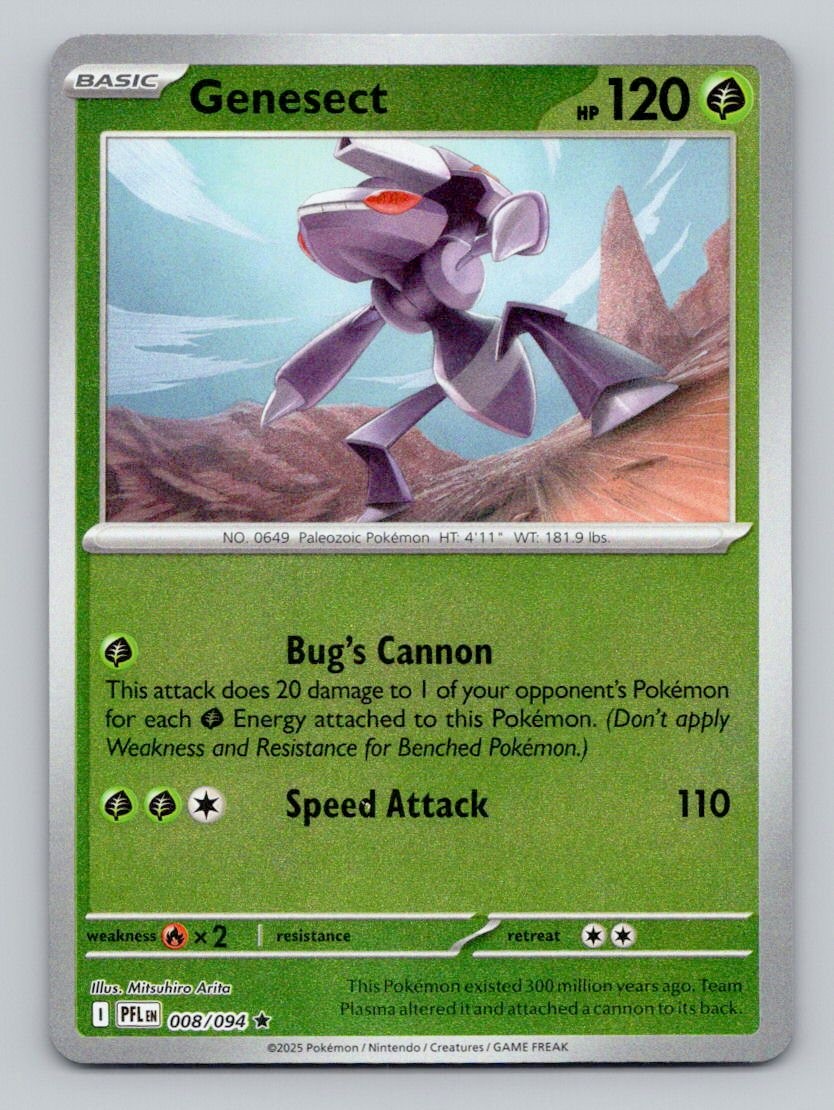 Genesect 008/094 Rare Phantasmal Flames Pokemon Reverse Holo Near Mint