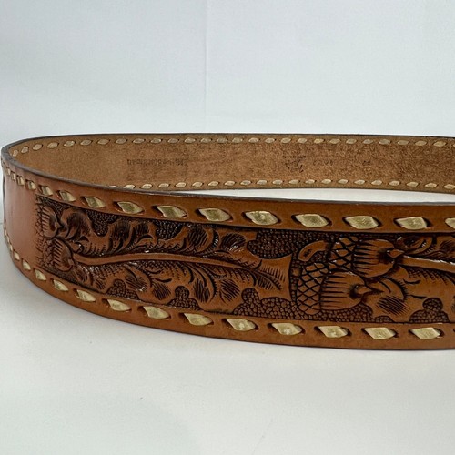 Vintage 70s Tony Lama Miller Stockman KEN Tooled Leather Belt Size 42 Western - Picture 4 of 8