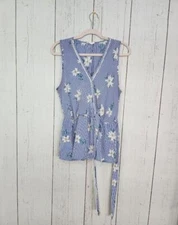 Sienna Sky Size Large Blue White Stripe Tank Top Side Tie