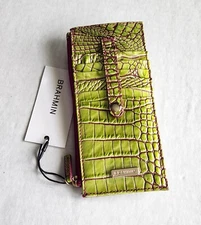 BRAHMIN LIMEADE OMBRE MELBOURNE LEATHER CREDIT CARD SLIM WALLET NWT