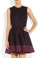 EXC ALEXANDER MCQUEEN PLUM WOOL FELT SKATER FLARED DRESS IT 44 UK 12 WORN ONCE