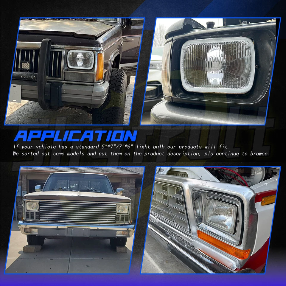 DOT Pair 5x7" 7x6inch Led Headlight Hi/Lo Beam Fit Jeep J10 J20 Pickup 1974-1988 Foto 3 de 4