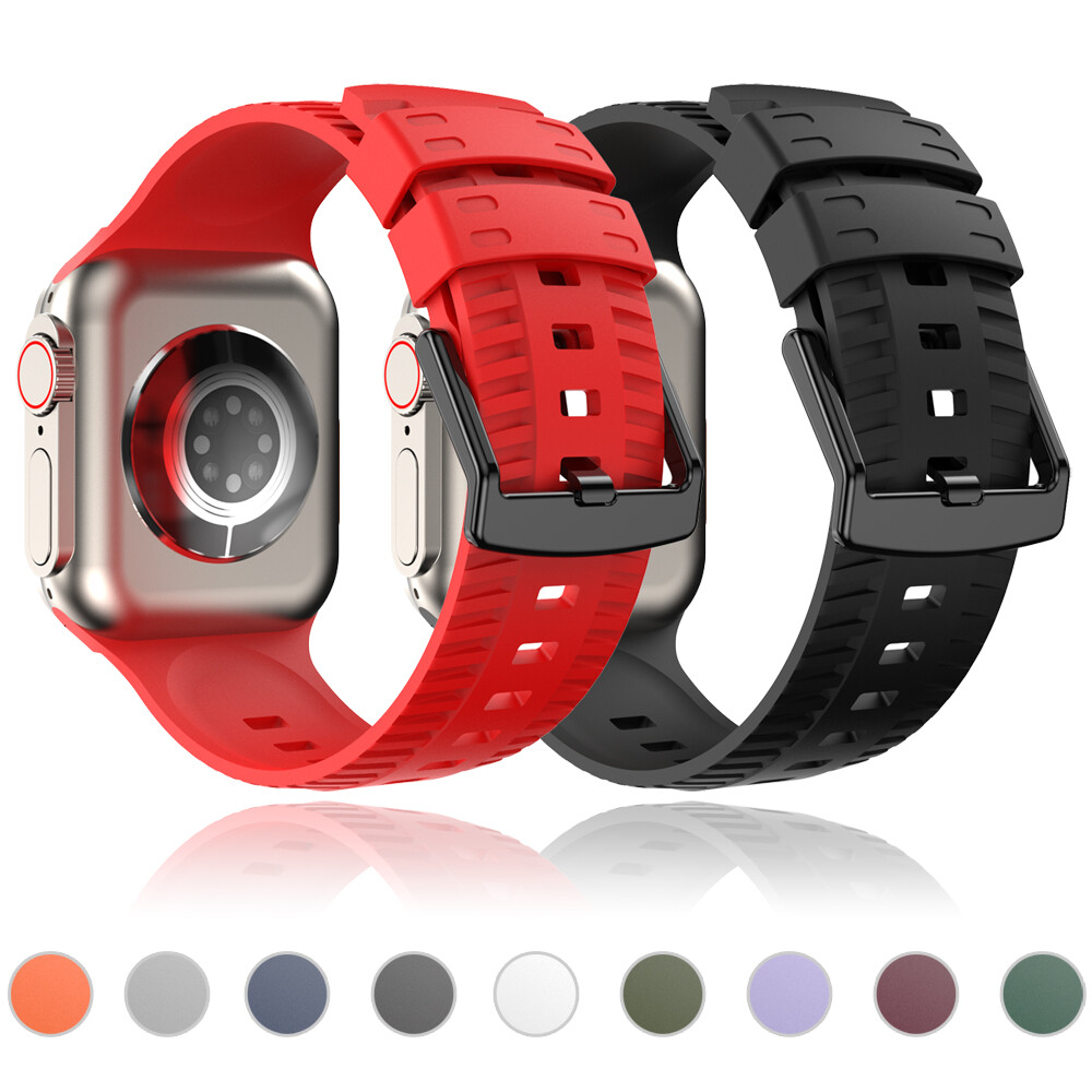 Silicone Tire Pattern Band for Apple Watch 10 9 8 7 6 SE Ultra 2 42-49mm-image
